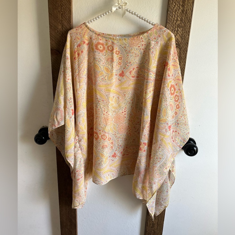 Vintage Susan Graver Bohemian Paisley Chiffon Blouse Made in USA Women’s Small